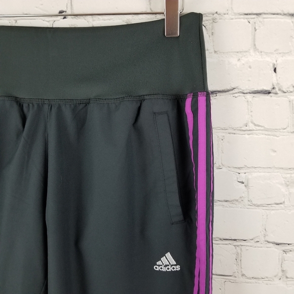 ADIDAS | pink stripe gray athletic track pants - Picture 2 of 6